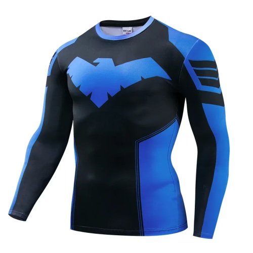 Camiseta de compresión para hombre, secado rápido, gimnasio, running, rash guard 3D Nightwing