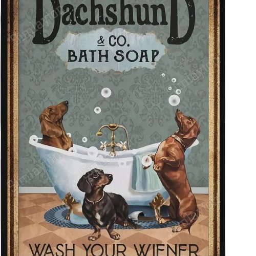 Letrero de lámina divertido de perro salchicha “Wash Your Wiener” – Decoración vintage para baño y WC, para colgar o poner