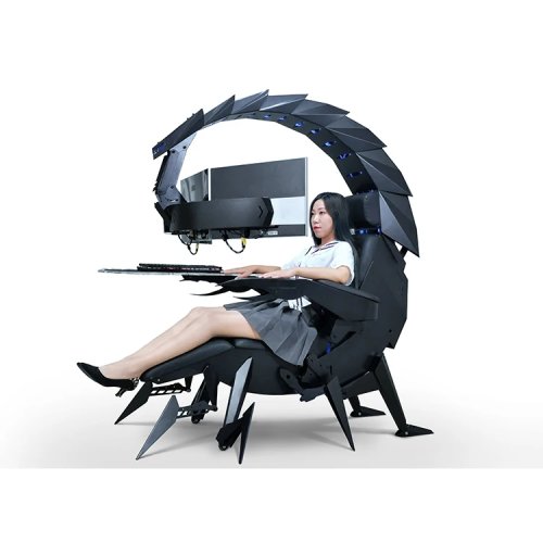 Cluvens Scorpion Luxus Zero-Gravity Gaming-Stuhl mit RGB, 3-Monitor-Unterstützung & selbstbalancierender Tastatur