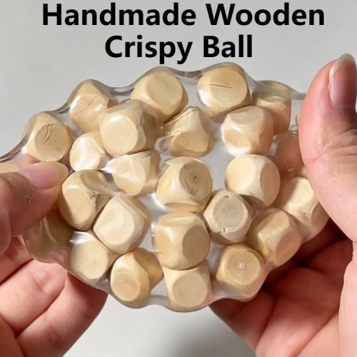 Handgefertigter hölzerner geräuschvoller Squishy Ball, kreatives Fidget Stressabbau Druckball Dekompressionsspielzeug für Angstentspannung