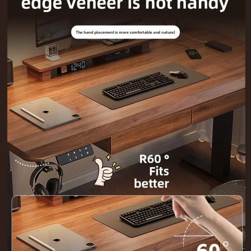 i5.15 Solid Wood Electric Height Adjustable Desk with Drawers for Home Office, Study, Gaming, Work