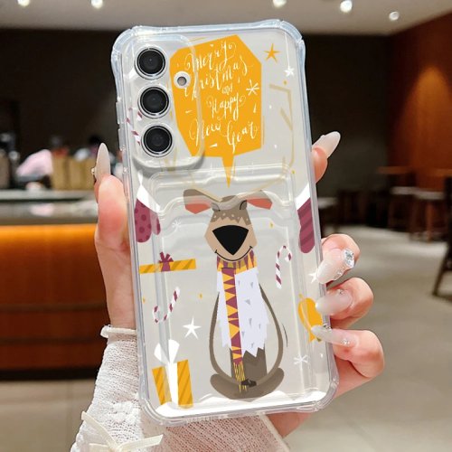 Funda para celular con tarjetero para Samsung Galaxy S26 S25 S24 Ultra S25 FE A18 A57 A37 A17 A56 A27 A55 A36 A16 - Diseño de ciervo navideño