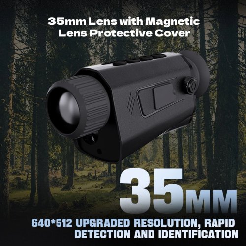 RD23S-635 Monocular Térmico HD 35mm Profesional Zoom 8x Telémetro, Ver en la Oscuridad, Aleación de Aluminio de Alta Calidad, Duradero para Exteriores