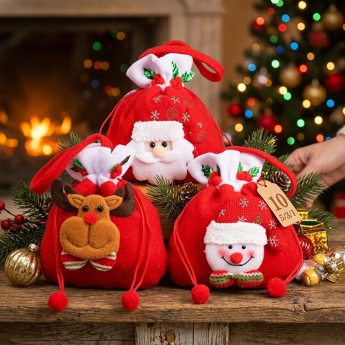 Túi tote táo Giáng Sinh Túi quà ông già Noel Bao bì quà tặng lễ hội cho trẻ em Trang trí tiệc đồ dùng Noel 1-10 cái