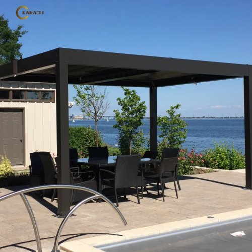 Pergola składana z aluminium malowanego proszkowo KAKADU 694-220 ze zdalnie sterowanym napędem do ogrodu i na zewnątrz