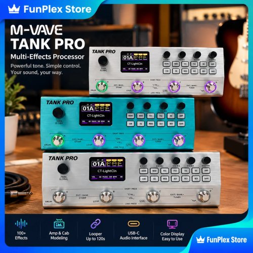 M Vave Tank Pro Gitarren-Multieffektprozessor, KI-Modeling, IR-Loading, OTG-Aufnahme für Bühne, Studio & Übung