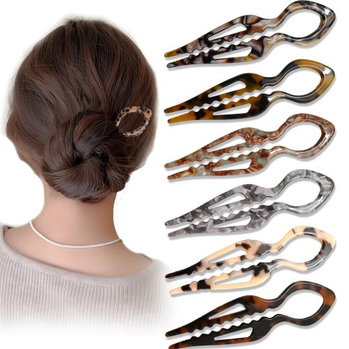 1 Horquilla de Acrílico en Forma de U Cola de Pez - Horquilla para Recogido Francés - Horquilla para Moño Despeinado - Apta para Todo Tipo de Cabello
