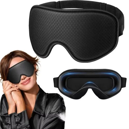 睡眠用アイマスク ブラックアウト - 3D 通気性 柔らかい 快適 アイマスク - 調節可能ストラップ 男女兼用
