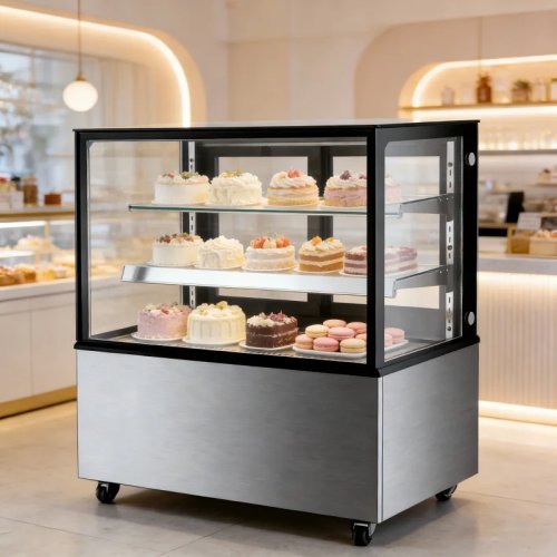 Vitrina refrigerada comercial para pasteles, 3 niveles, refrigeración por ventilador, R290, LED, 3 estantes, para pastelería, cafetería, supermercado, 940x686x1415mm