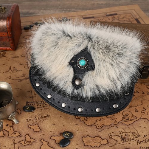 Mittelalterliche Wikinger-Bauchtasche mit Türkis-Edelstein – Nordische Vintage-Cosplay-Gürteltasche für Kostüme