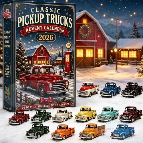 2026 Vehicle Advent Calendar Collection, 24 Days of Classic Machines, Trucks & Military Legends, Holiday Countdown Surprise Gift