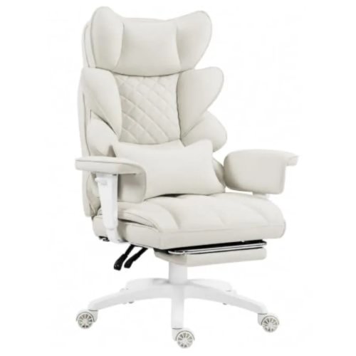 Big & Tall bureaustoel met pocketveringkussen, ergonomische gamingstoel met hoge rug, zwart PU-leer, lendensteun