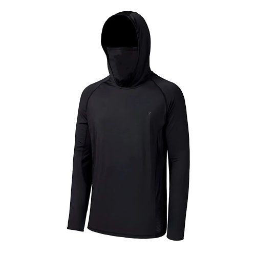 Heren T-shirt met Lange Mouwen en Zonbescherming, Capuchon en Masker - Outdoor Shirt Eendelig