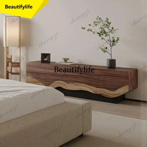 Mueble para TV de madera maciza 02M, base de piso para recámara estilo antiguo con almacenamiento
