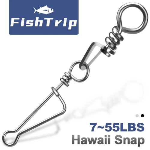 FishTrip Destorcedor triangular con conector snap italiano, mosquetón de acero inoxidable para pesca, terminal de cambio rápido