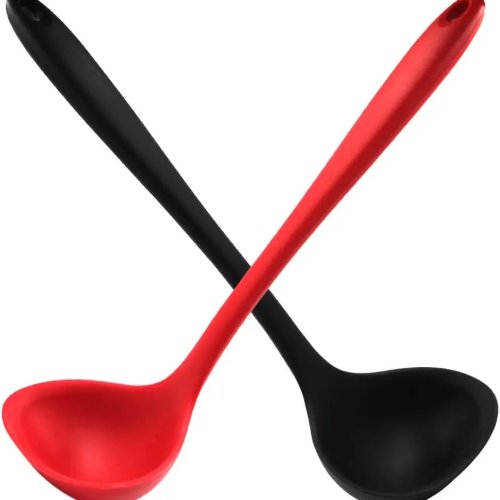 Louche en silicone pour soupe – antiadhésive, résistante à la chaleur, long manche, cuisine