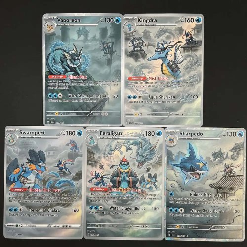 포켓몬 TCG 레어 홀로 카드 5장 세트 샤미드 샤크니스 대짱이 킹드라 컬렉션 선물