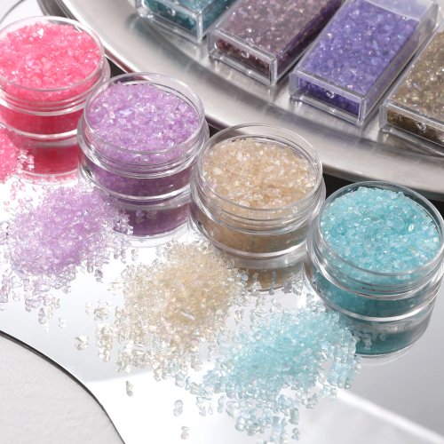 10/50g 1-4mm زجاج مكسر كريستال غير منتظم حصى لحشو قوالب الراتنج DIY، الحرف اليدوية، زينة الأظافر