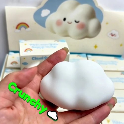 ของเล่นบีบคลายเครียด squishy ฟิดเจ็ตเมฆกรุบกรอบ – ของเล่นนุ่มสีขาวทำมือสำหรับบีบคลายเครียด ของขวัญสำหรับผู้ใหญ่