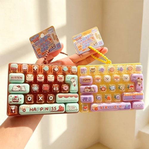 Portachiavi Fidget Clicker Keycap 26 Tasti - Giocattolo Antistress, Relax Mano Cartoon, Regalo Festa