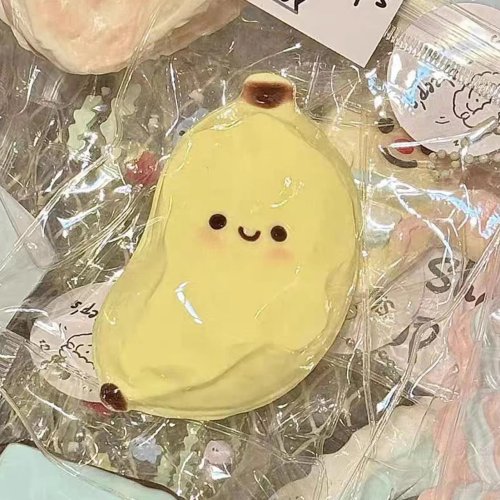 Jouet Anti-Stress Banane Squishy - Jouet Sensoriel Fidget à Presser pour Enfants et Adultes, Fausse Nourriture Douce Cadeau Blague
