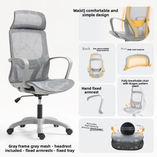 Cadeira ergonómica multifuncional para computador, conferência, secretária, estudo e gaming com encosto, robusta e durável