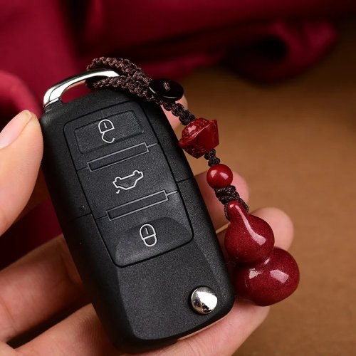 Porta-chaves lótus de cinábrio verdadeiro com pulseira, acessório para carro, presente de designer para mulher e homem, joalharia natural
