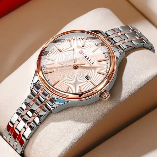 CURREN 9099 Damenuhr Wasserdicht Edelstahl Quarz Hochwertige Elegante Damenuhr