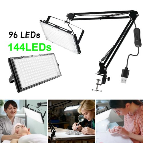 Naświetlacz LED USB 96/144 ze Składaną Podstawą Stołową, Regulacja 360°, Niskie Napięcie 5V, do Warsztatu