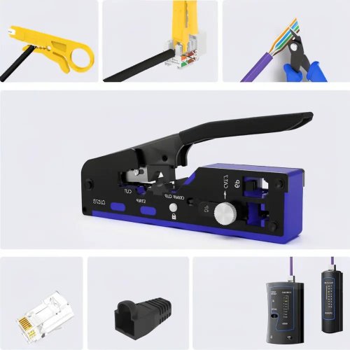 전문가용 RJ45 압착 펜치 세트 – 네트워크 케이블 커넥터 설치 공구, 냉간 압연강, 인체공학적