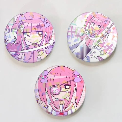 Bonito Broche Redondo Láser Menhera-chan - Decoración para Mochila y Solapa, Regalo