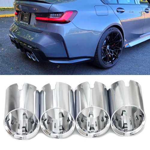 BMW M2 M3 M4 G80 G82 G83 G87用 エキゾーストトリム - ステンレス製エキゾーストカバー、テールパイプ、ダイレクトプラグ